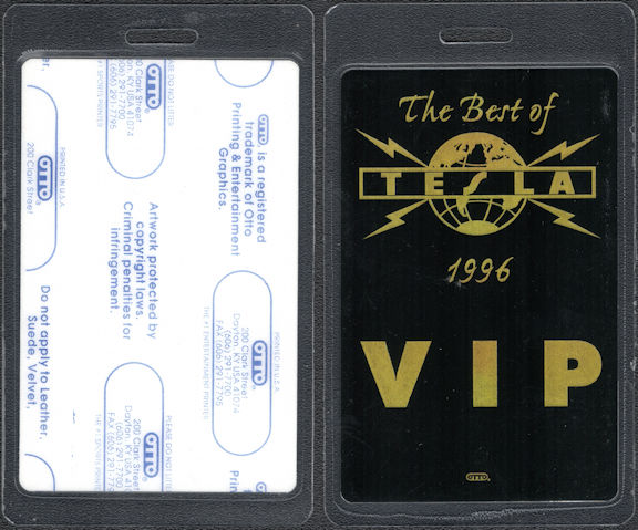 ##MUSICBP0692 - Tesla OTTO Laminated VIP Backstage Pass from the 1996 Best of Tesla Tour