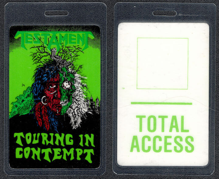 ##MUSICBP1213 -  Testament OTTO Laminated Backstage Total Access Pass from the 1990 Touring in Contempt Tour