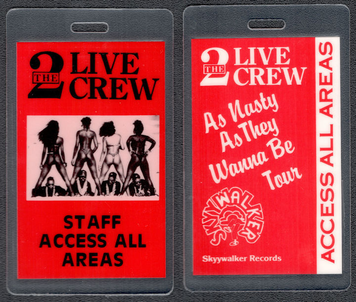 ##MUSICBP1250 - The 2 Live Crew OTTO Laminated All Access Pass from the 1989 As Nasty As They Wanna Be Tour
