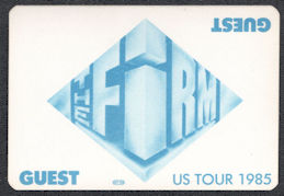 ##MUSICBP1248 - The Firm OTTO Cloth Backstage Guest Pass from the 1985 US Tour