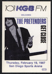 ##MUSICBP1026 - 1987 The Pretenders Cloth Guest Backstage Pass from the Get Close Tour Concert in San Diego