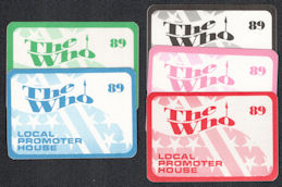 ##MUSICBP1101 - Set of 5 The Who OTTO Local Promoter House Passes from the 1989 The Kids Are Alright Reunion Tour
