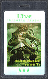 ##MUSICBP1291 - 1995 "Live" Laminated Backstage Pass from the "Throwing Copper" Tour