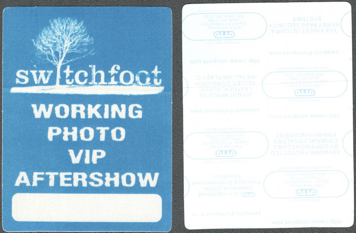##MUSICBP1724 - Switchfoot OTTO Cloth Working, Photo, VIP, Aftershow Pass from the 2005/06 Nothing is Sound Tour