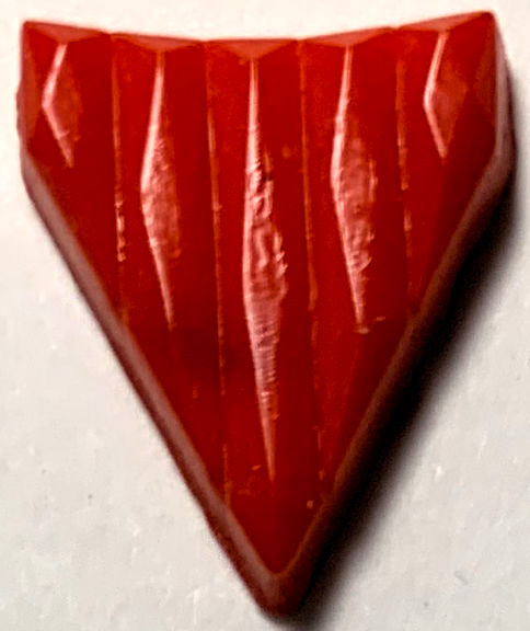 #BEADS1000 - 13mm Orangish Red Glass Art Deco Cabochon