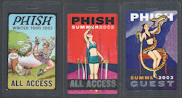 ##MUSICBP1898  - Three Different Phish Laminated OTTO Backstage Passes from 2003