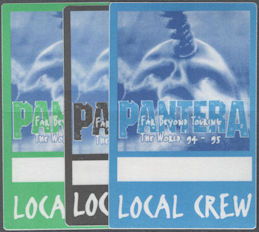 ##MUSICBP2074  - Group of 3 Different Very Rare OTTO Cloth Local Crew Backstage Passes from the Pantera 1994-95 Far Beyond Tour