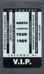 ##MUSICBP1794 - Stevie Ray Vaughan and Jeff Beck OTTO Laminated VIP Pass from the 1989 North American Tour