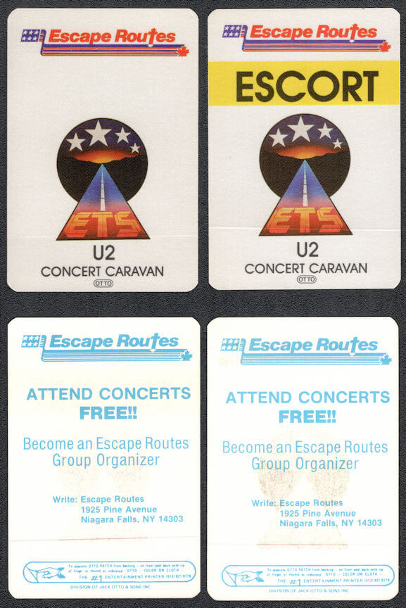 ##MUSICBP1088 -  Pair of Rare U2 OTTO Cloth Passes from the 1987 Joshua Tree Tour