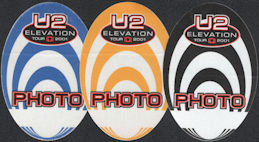 ##MUSICBP0644 - Group of 3 U2 OTTO Cloth Backstage Photo Passes from the 2001 Elevation Tour