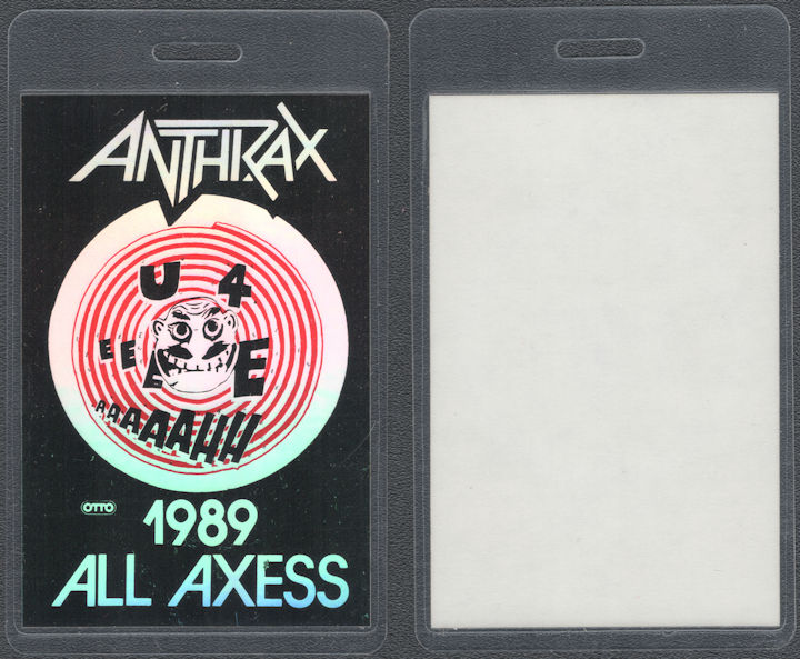 ##MUSICBP2106  - Anthrax OTTO Laminated All Axess Pass from the 1989 Euphoria Tour