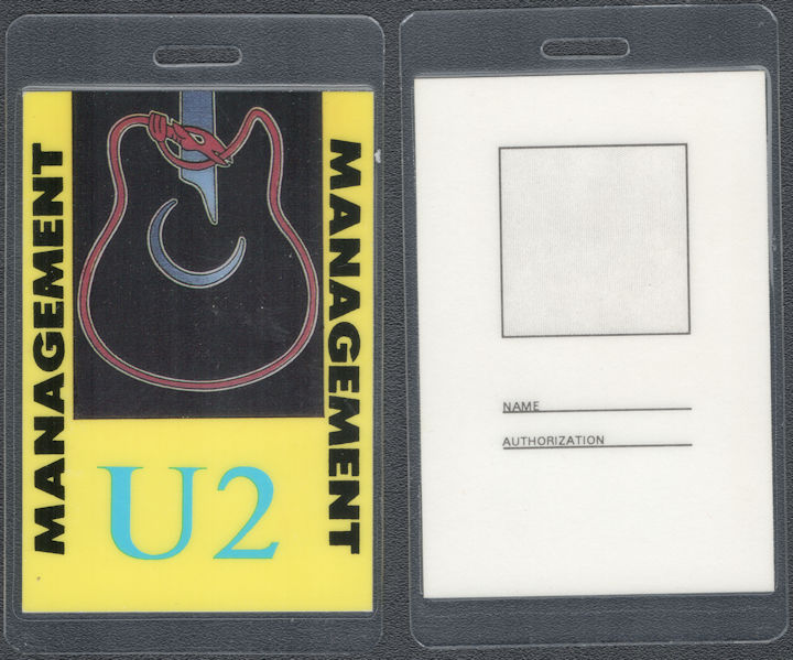 ##MUSICBP1970 - U2 OTTO Laminated Management Pass from the 1992 Zoo TV Tour