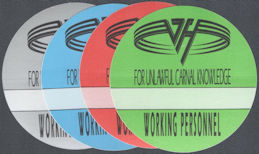 ##MUSICBP02078 - Group of 4 Different Colored Van Halen OTTO Cloth Working Personnel Backstage Passes from the Unlawful Carnal Knowledge Tour