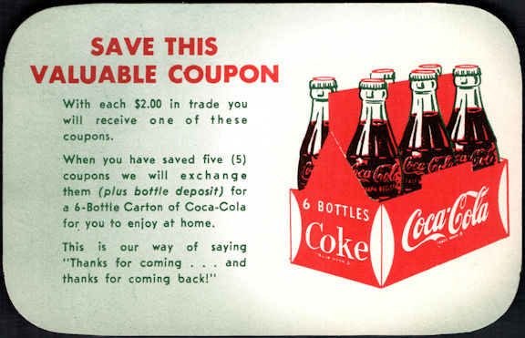 #CC372 - Group of 4 "Valuable" Free Coca Cola Carton Coupons