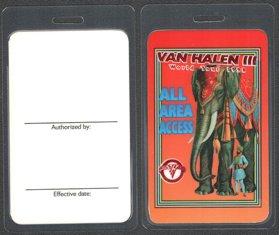 ##MUSICBP0754 - Van Halen All Area Access OTTO Laminated Backstage Pass from the 1998 Van Halen III Tour