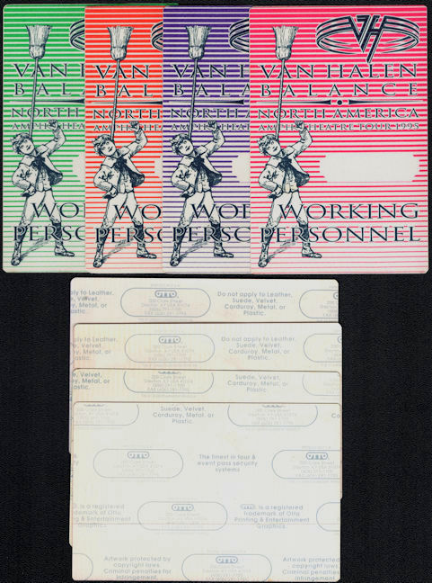 ##MUSICBP0596 - Group of 4 Van Halen OTTO Cloth Working Personnel Backstage Passes from the 1995 Balance Tour