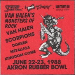 ##MUSICBP0587 -Cloth OTTO Backstage Radio Pass from the 1988 Van Halen's Monsters of Rock Tour - Van Halen, Metallica, Scorpions, Dokken