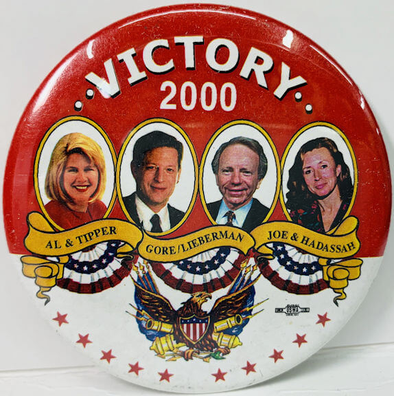 #PL364 - Victory 2000 Al & Tipper and Joe & Hadassah Pinback from the 2000 Election