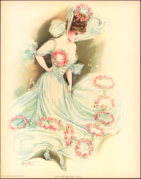#MSPRINT158 - 1907 Victorian Print - New York Show Girl at Daly's