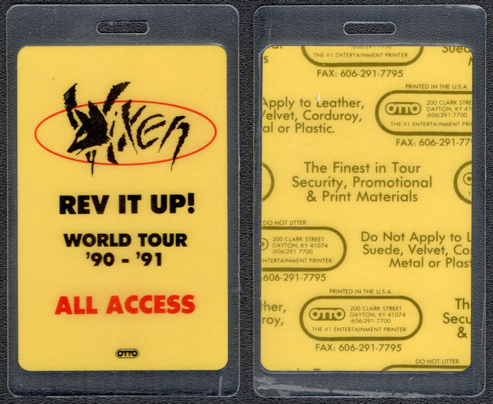 ##MUSICBP1204 - Vixen OTTO Laminated Backstage All Access Pass from the 1990/91 Rev It Up! Tour