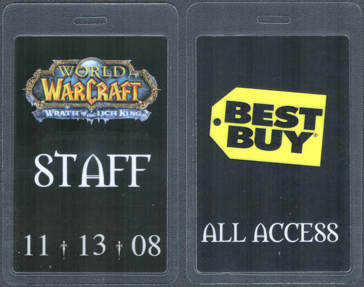 ##MUSICBP1661 - World of Warcraft Wrath of the Lich King OTTO Laminated Staff Pass from the 2008 Release Event