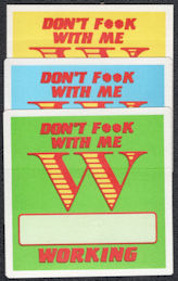 ##MUSICBP1104 - Set of 3 Different Colored Warrant OTTO Cloth Working Pass from the 1990 Cherry Pie Tour