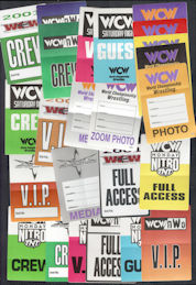##MUSICBP1107 - Set of 24 Different WCW (Wrestling) OTTO Cloth Backstage Passes from Varying Dates