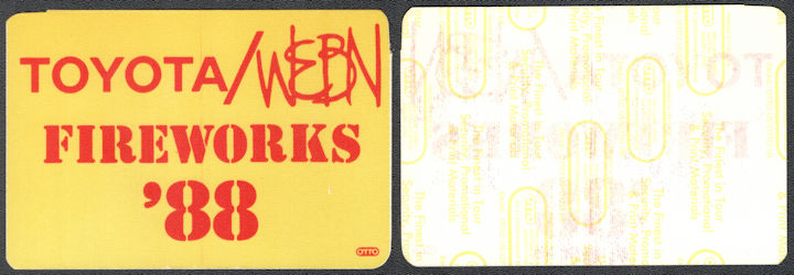 ##MUSICBP1138 - 1988 Toyota/WEBN Cincinnati Fireworks OTTO Cloth Souvenir Pass