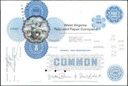 #ZZStock080 - West Virginia Pulp and Paper Company Stock Certificate