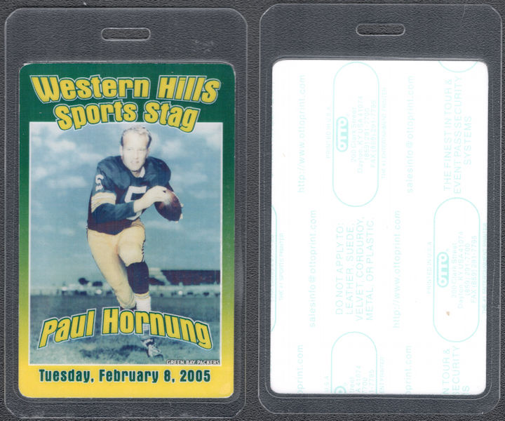 ##MUSICBP1655 - 2005 Pete Hornung OTTO Laminated pass from the Western Hills Sports Stag