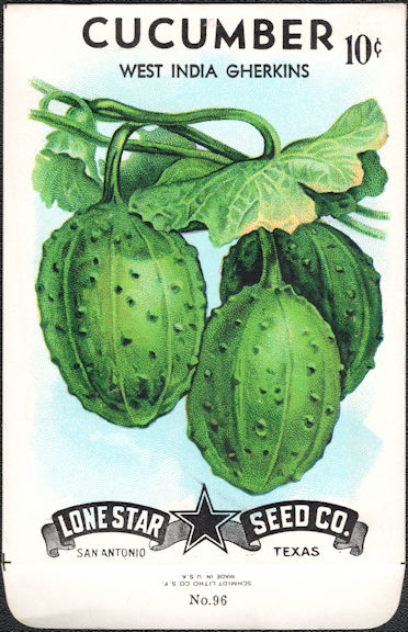 #CE057.1 - West India Gherkins Cucumber Lone Star 10¢ Seed Pack - As Low As 50¢ each