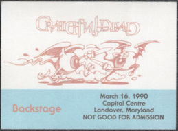 ##MUSICBP1916 -  2006 Grateful Dead Cloth OTTO Backstage Pass with Dueling Eyeballs in Honor or 1990 Concert