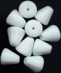 #BEADS0818 - Group of Ten 8mm Cone Shaped White Glass Czech Beads