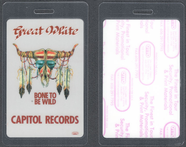 ##MUSICBP1523 - Rare Great White OTTO Laminated Backstage Pass from the 1991 Bone to be Wild Tour