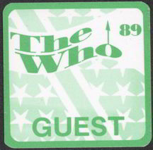 #MUSIC168  - Square 1989 The Who Tour OTTO Backstage Pass