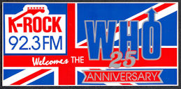 ##MUSICBQ0162  - 1989 The Who 25th Anniversary Bumper Sticker From K-Rock 92.3 FM