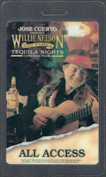 ##MUSICBP1939  - Willie Nelson OTTO Laminated All Access Pass from the 1992 Tequila Nights Concert Tour