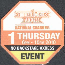 ##MUSICBP1777 - WrestleMania 26 Axxess OTTO Cloth Backstage Pass (WWE) - 2010