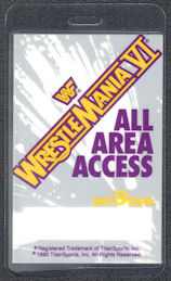 ##MUSICBP1196 - Laminated OTTO All Area Access Pass for the World Wrestling Federation (WWF) 1990 Wrestle Mania VI at the SkyDome