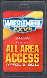 ##MUSICBP1336 - Laminated OTTO All Area Access Pass for the 2011 WrestleMania XXVII