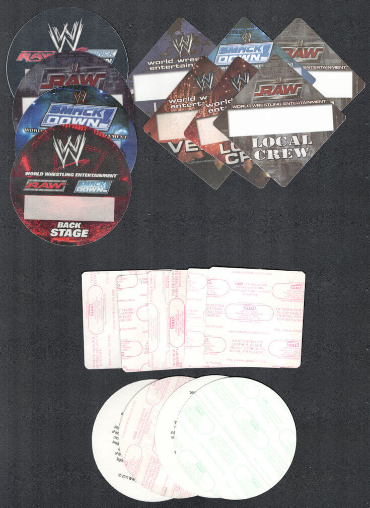 ##MUSICBP1108 - Set of 10 Different WWE (Wrestling) OTTO Cloth Backstage Passes from Varying Dates