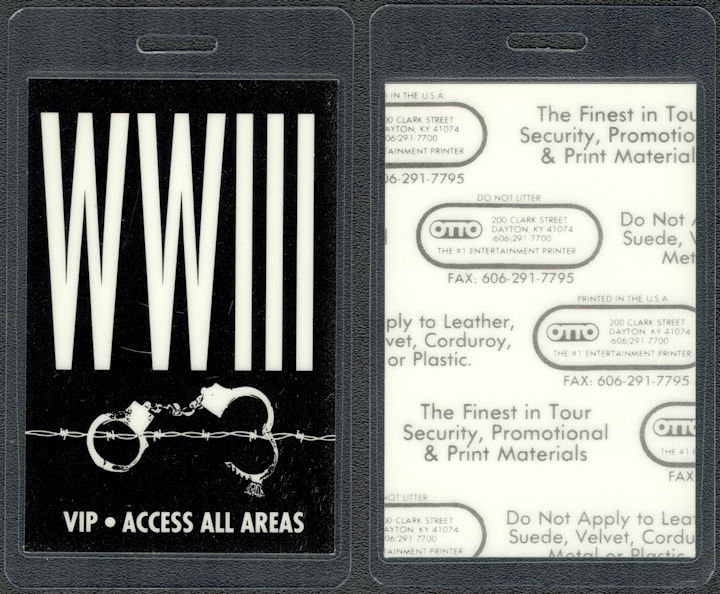 ##MUSICBP1760 - Rare WWIII OTTO Laminated All Access Pass from the 1991 Self Titled Tour