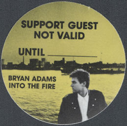 ##MUSICBP0135  - 1987 Bryan Adams Into the Fire OTTO Backstage Pass