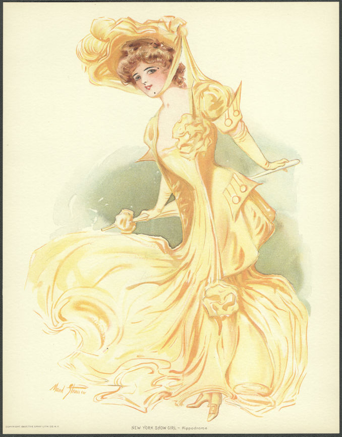 #MSPRINT157 - 1907 Victorian Print - New York Show Girl at the Hippodrome