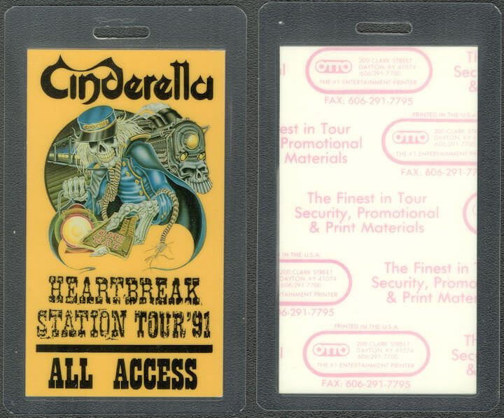 ##MUSICBP1812  - Cinderella OTTO Laminated All Access Pass from the 1991 Heartbreak Station Tour