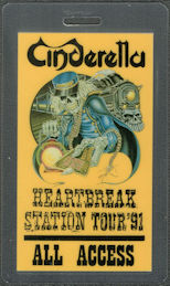 ##MUSICBP1812  - Cinderella OTTO Laminated All Access Pass from the 1991 Heartbreak Station Tour