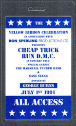 ##MUSICBP1772 - Yellow Ribbon OTTO Laminated All Access Pass - Cheap Trick, Run D.M.C. - Hosted by George Burns