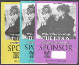 ##MUSICBP1346  - Set of 3 The Judds Cloth OTTO Sponsor passes from the 2000 Power to Change Tour - Naomi Judd
