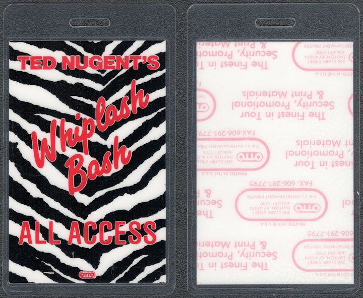 ##MUSICBP0492 - 1987 Ted Nugent OTTO Laminated Backstage Pass from the "Whiplash Bash" Tour