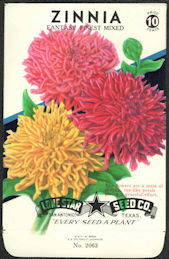 #CE042 - Fantasy Finest Mixed Zinnia Lone Star 10¢ Seed Pack - As Low As 50¢